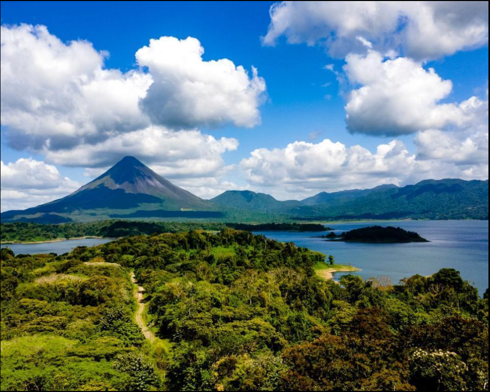 Arenal Volcano landscape representing transportation across Costa Rica